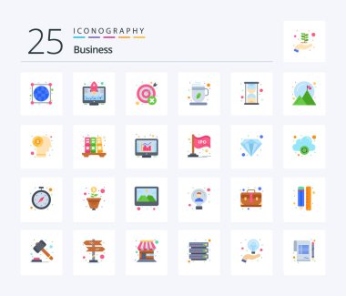 Business 25 Flat Color icon pack including glass. tea. fail. hot. wrong