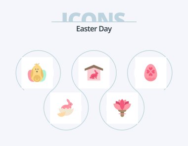 Easter Flat Icon Pack 5 Icon Design. love. nature. chicken. easter. house