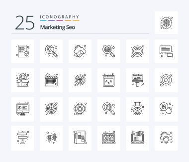 Marketing Seo 25 Line icon pack including license. copyright. computing. copy. web