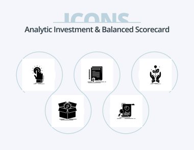 Analytic Investment And Balanced Scorecard Glyph Icon Pack 5 Icon Design. contract. business. financial. start. hand
