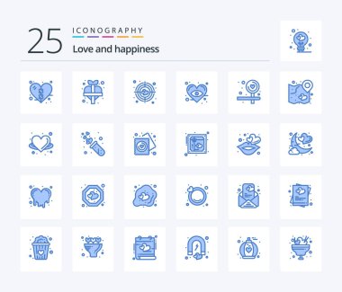 Love 25 Blue Color icon pack including heart. direction. aim. board. heart