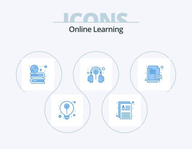 Online Learning Blue Icon Pack 5 Icon Design. online. learning. cd. electronics. software