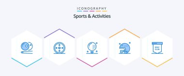 Sports and Activities 25 Blue icon pack including game. rugby. activities. helmet. golf