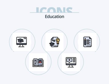Education Line Filled Icon Pack 5 Icon Design. education. education. mouse. pencil. school