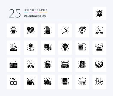 Valentines Day 25 Solid Glyph icon pack including love. gift. lifestyle. valentine fire. love