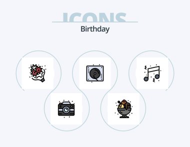 Birthday Line Filled Icon Pack 5 Icon Design. sweet. party. love. stare. candle