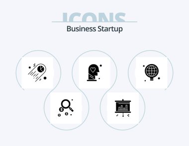 Business Startup Glyph Icon Pack 5 Icon Design. process . head . brain . space