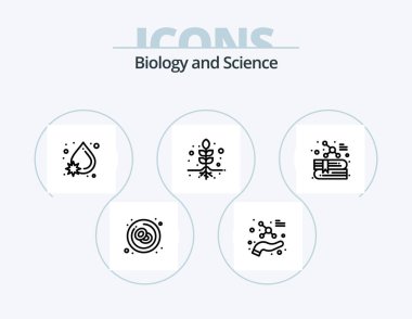 Biology Line Icon Pack 5 Icon Design. science. atom. growth. protect. education