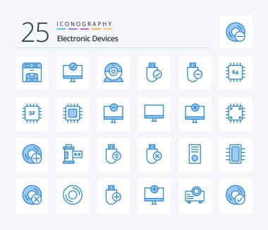 Devices 25 Blue Color icon pack including computers. hardware. hardware. devices. computers