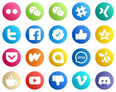 20 Simple Social Media Icons such as pocket. tencent. facebook. qzone and like icons. Premium and high quality