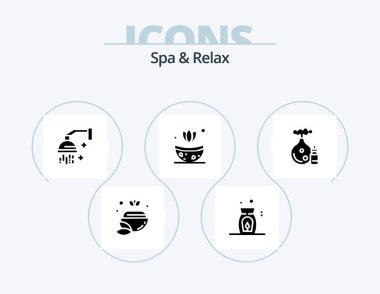Spa And Relax Glyph Icon Pack 5 Icon Design. spa . spa. shower. cosmetics