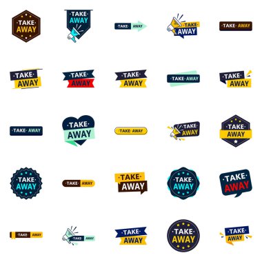 25 Professional Vector Designs in the Take Away Bundle Perfect for Food Advertising and Branding