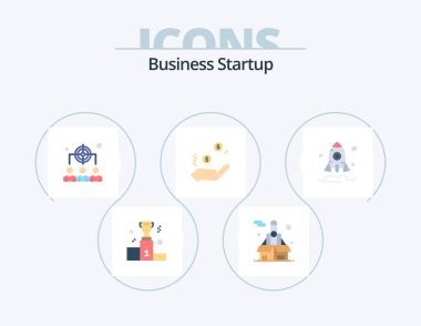 Business Startup Flat Icon Pack 5 Icon Design. business. hand. startup. dollar. management