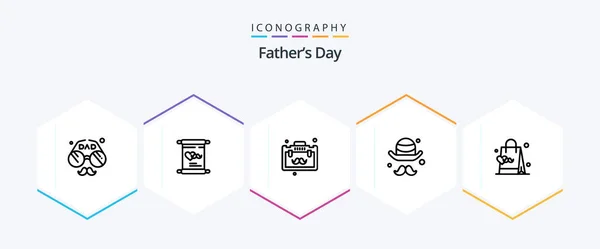 Fathers Day Line Icon Pack Including Dad Day Day Brim — Stockový vektor