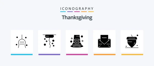 Thanks Giving Glyph Icon Pack Including Thanksgiving Message Event Letter — Stockový vektor