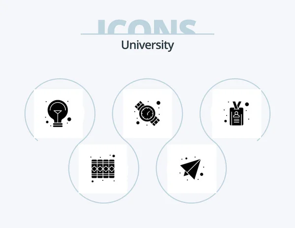University Glyph Icon Pack Icon Design Bulb Watch Hand Watch — Stok Vektör