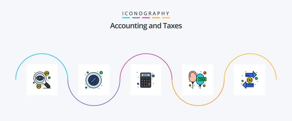 Taxes Line Filled Flat Icon Pack Including Floating Charge Piece — Stockvektor