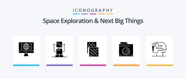 Space Exploration Next Big Things Glyph Icon Pack Including Human — Vettoriale Stock