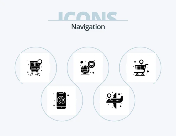 Navigation Glyph Icon Pack Icon Design Store Pin Location Map — Stock Vector