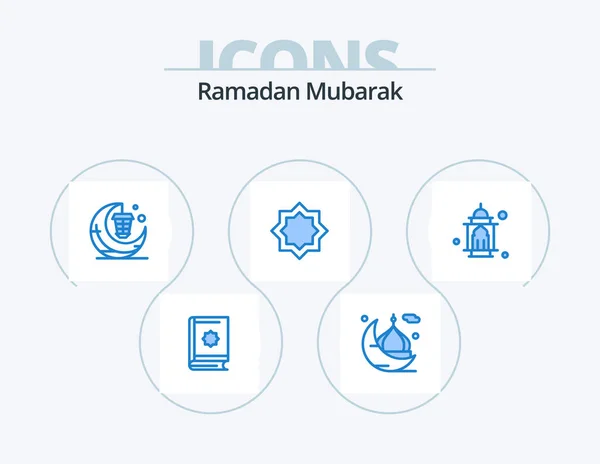Ramadan Blue Icon Pack Icon Design Muslim Art Masjid Cresent — Stockvector