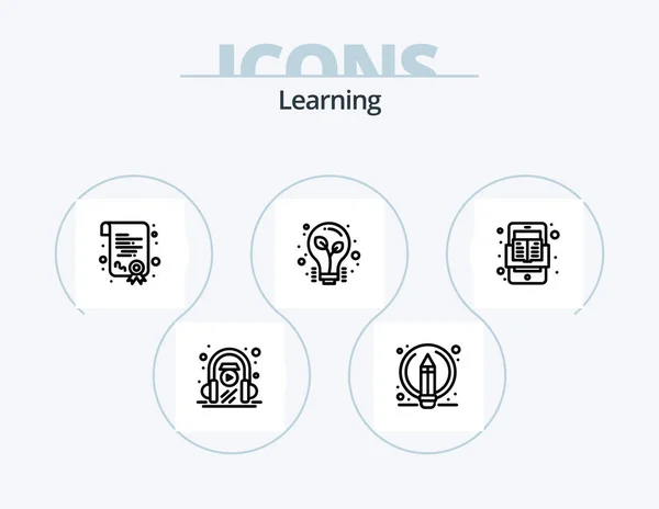 Learning Line Icon Pack Icon Design Learning Learning Book School — Archivo Imágenes Vectoriales
