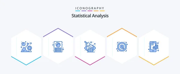 Statistical Analysis Blue Icon Pack Including Chart Target Report Money — Wektor stockowy