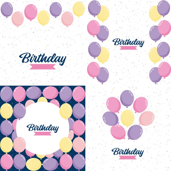 Happy Birthday Sleek Modern Font Gradient Color Scheme Confetti Effect — Stockvector
