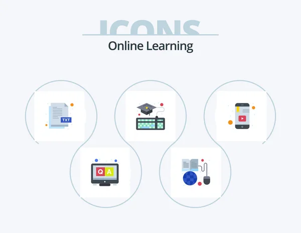 Online Learning Flat Icon Pack Icon Design Learning Online Globe — Stock vektor