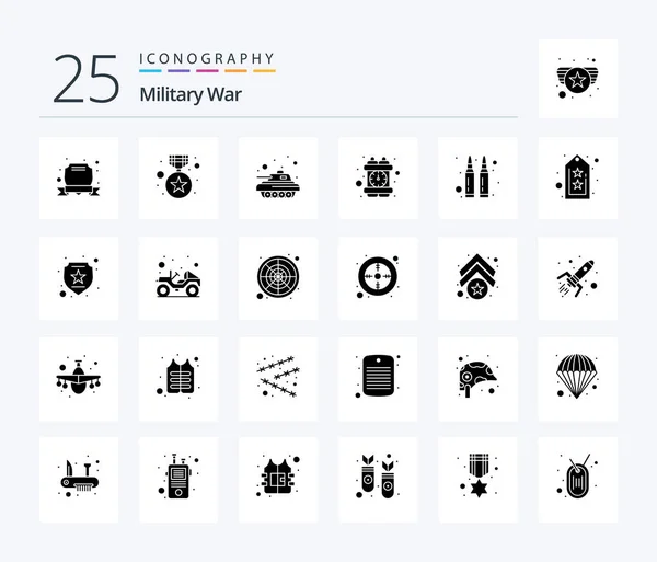 Military War Solid Glyph Icon Pack Including Gun Army Tank — Stock Vector