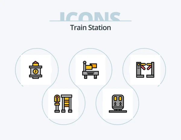 Train Station Line Filled Icon Pack Icon Design Pin Location — Archivo Imágenes Vectoriales