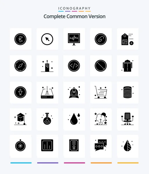 Creative Complete Common Version Glyph Solid Black Icon Pack File — 图库矢量图片
