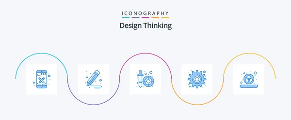 Design Thinking Blue Icon Pack Including Rgb Color Dropper Tool — Vettoriale Stock