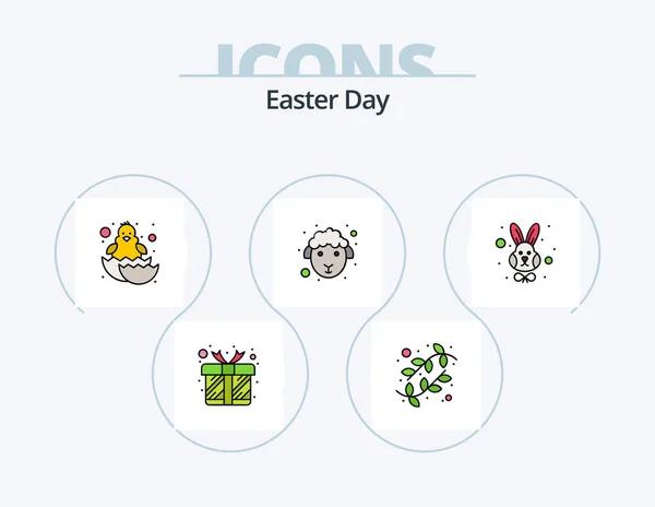 Easter Line Filled Icon Pack Icon Design Cart Sheep Cross — Archivo Imágenes Vectoriales