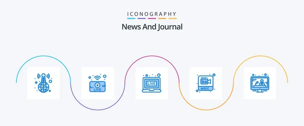 News Blue Icon Pack Including News Communication Broadcasting Video Record — Image vectorielle