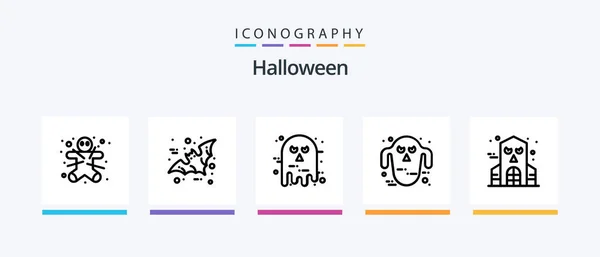 Halloween Line Icon Pack Including Religion Christ House Holiday Book — Wektor stockowy