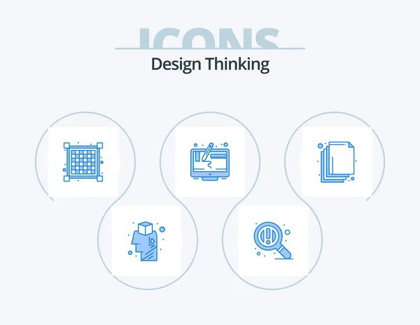 Design Thinking Blue Icon Pack Icon Design Layer Layout Arrange — Stockvektor