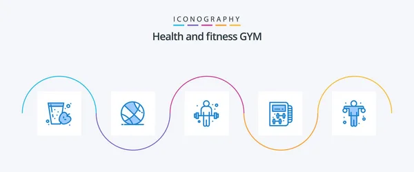 Gym Blue Icon Pack Including Gym Dumbbell Exercise Planning Gym — Image vectorielle