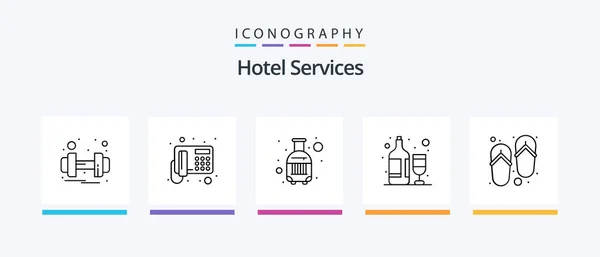 Hotel Services Line Icon Pack Including Ironing Lamp Iron Key — Wektor stockowy