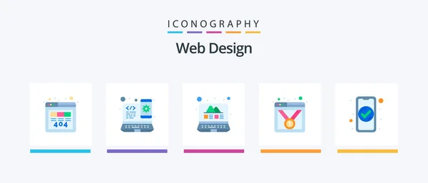 Web Design Flat Icon Pack Including Authentication Web Page Gallery — Image vectorielle