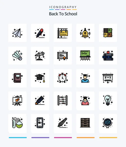 Creative Back School Line Filled Icon Pack Education Back School — Archivo Imágenes Vectoriales
