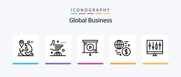 Global Business Line Icon Pack Including Pawn Business Global Message — Stok Vektör