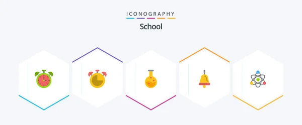School Flat Icon Pack Including Educate Education Atom Education — Archivo Imágenes Vectoriales