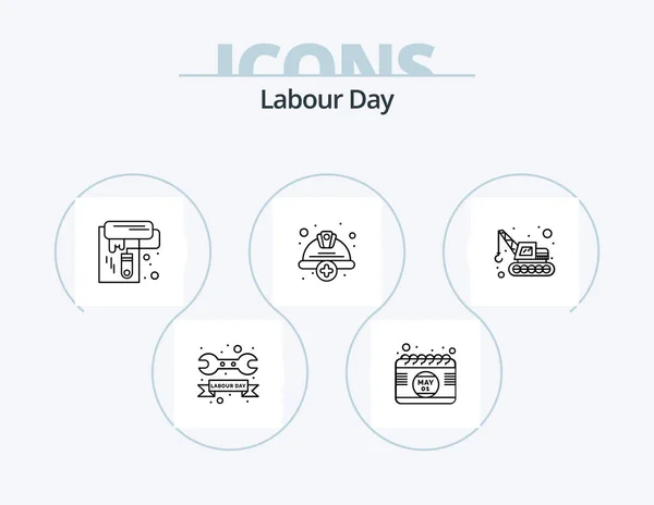 Labour Day Line Icon Pack Icon Design Hammer Watch Kit — Vetor de Stock