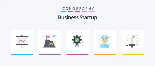 Business Startup Flat Icon Pack Including Key Membership Award Diamond — Archivo Imágenes Vectoriales