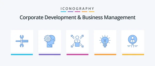 Corporate Development Business Management Blue Icon Pack Including Human Direction — Vector de stock
