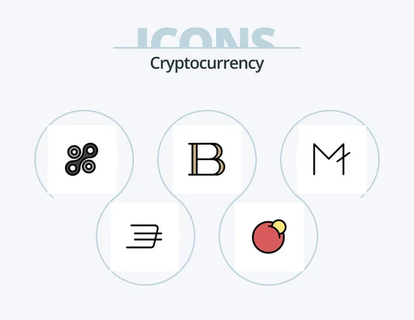 Cryptocurrency Line Filled Icon Pack Icon Design Crypto Burst Crypto — Stock vektor