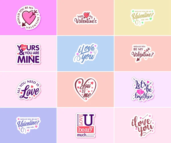 Celebrating Power Love Valentine Day Stickers — Vettoriale Stock