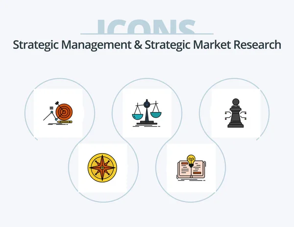 Strategic Management Strategic Market Research Line Filled Icon Pack Icon — Vettoriale Stock