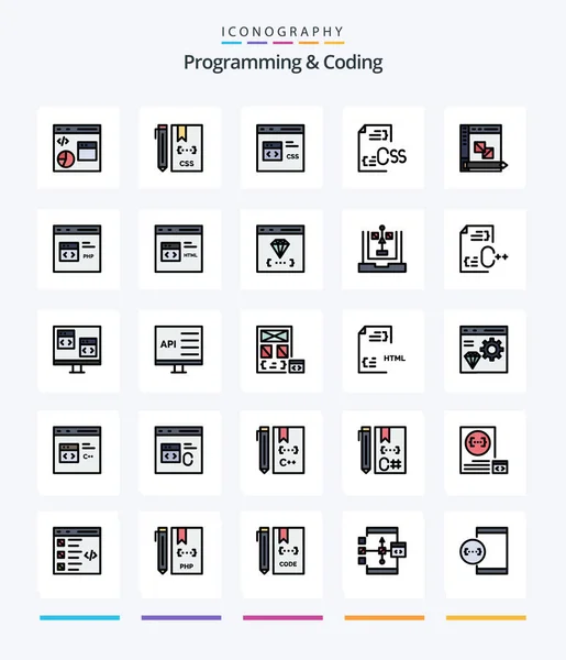 Creative Programming Coding Line Filled Icon Pack Development Coding Develop — Archivo Imágenes Vectoriales