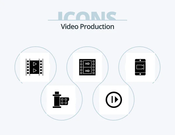 Video Production Glyph Icon Pack Icon Design Mobile Multimedia Forward — Image vectorielle